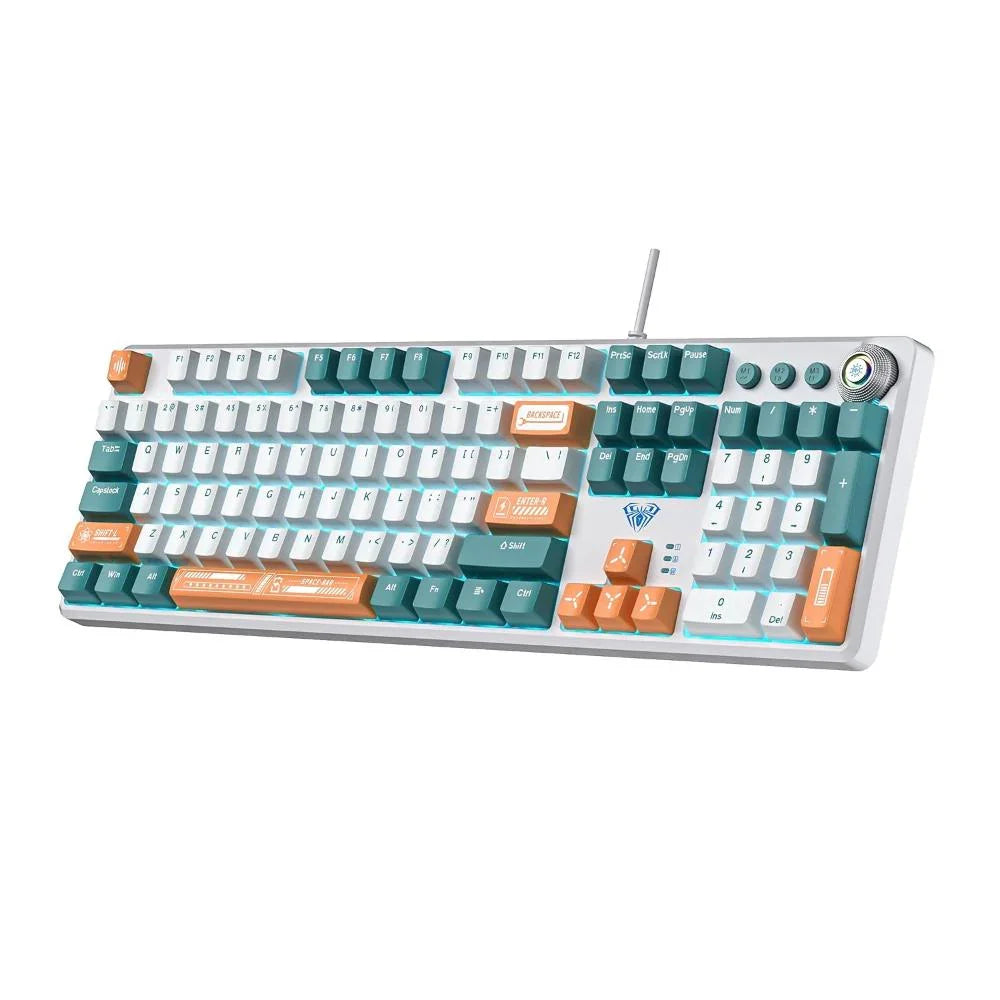 AULA F2088 Pro Mechanical Gaming Keyboard (White+Orange+Blue) - (F2088 PRO) - Navgun Global